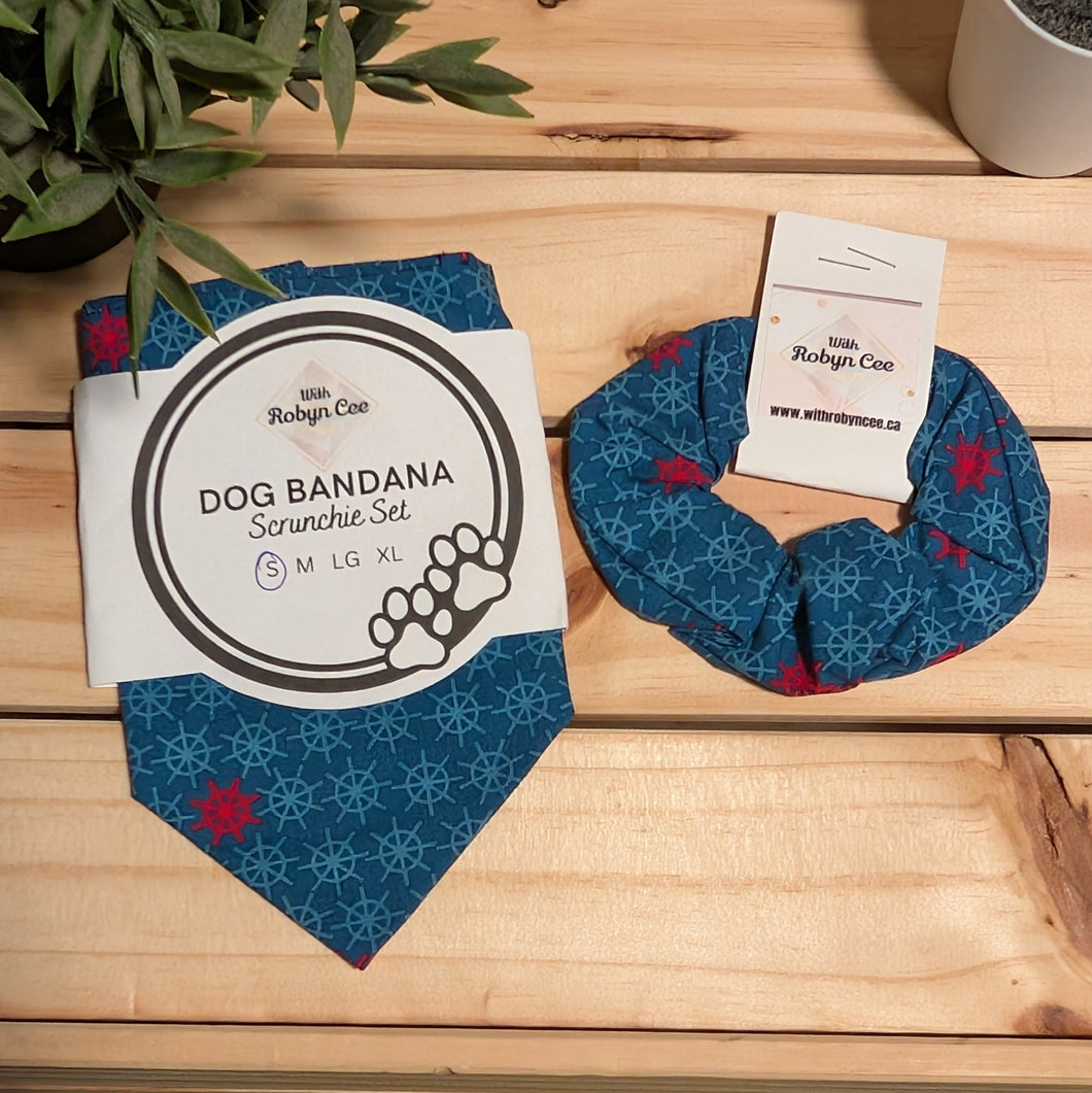 Anchor Tie Up Dog Bandana Set (Small)