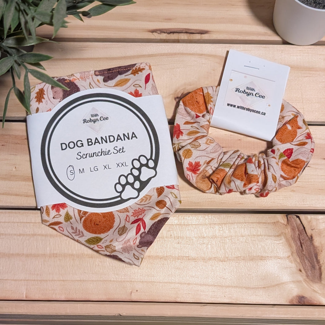 Fall Leaves Tie Up Dog Bandana Set (Small)