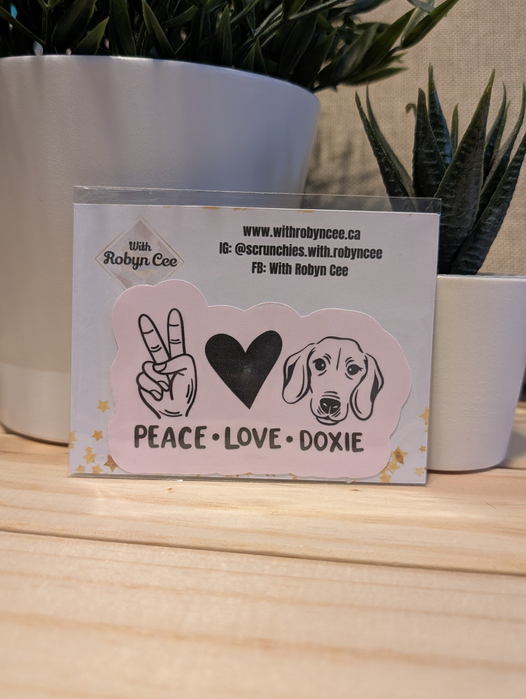 Peace Love Doxie Pink Sticker