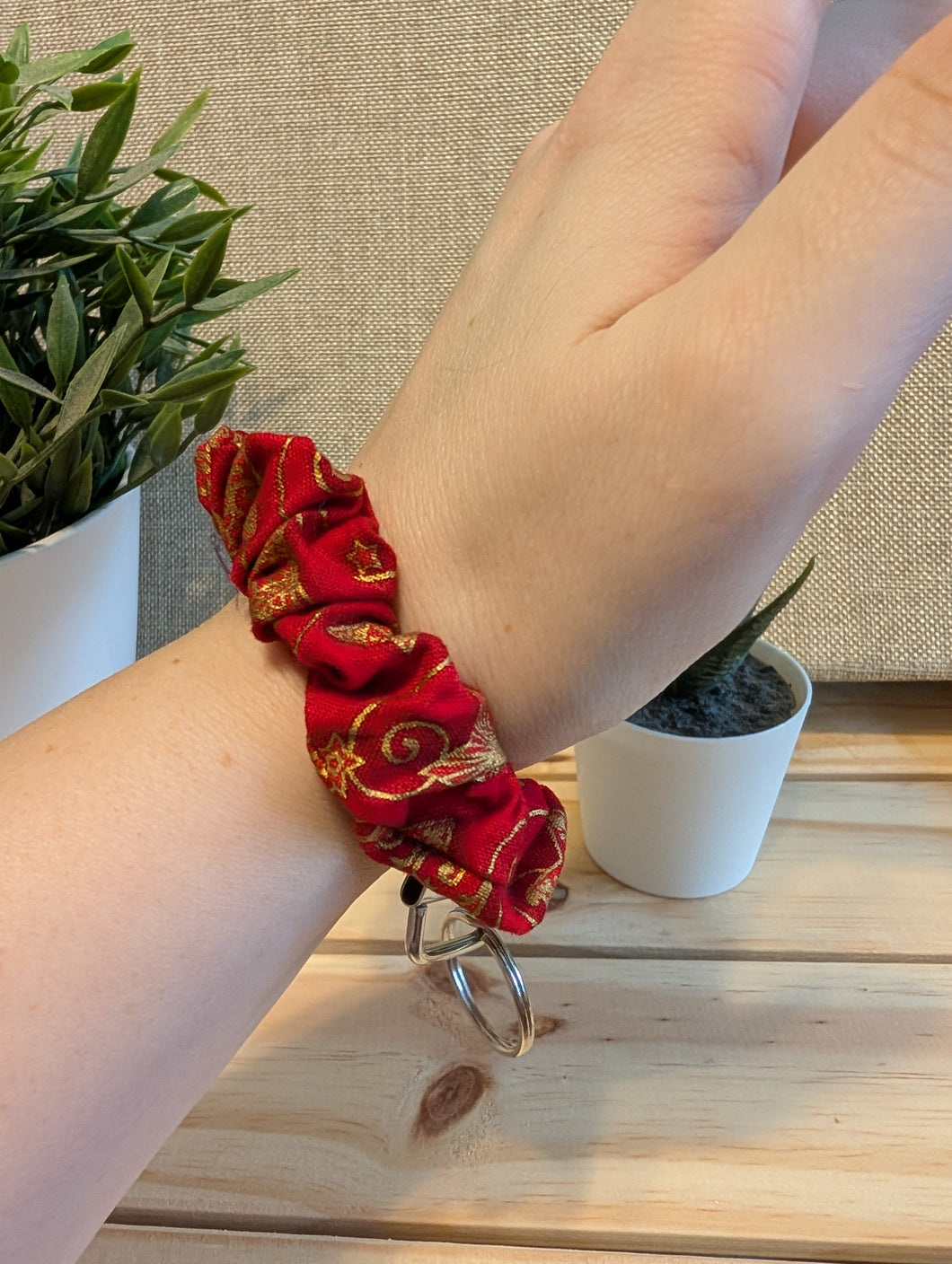 Red & Gold Key Chain Scrunchie