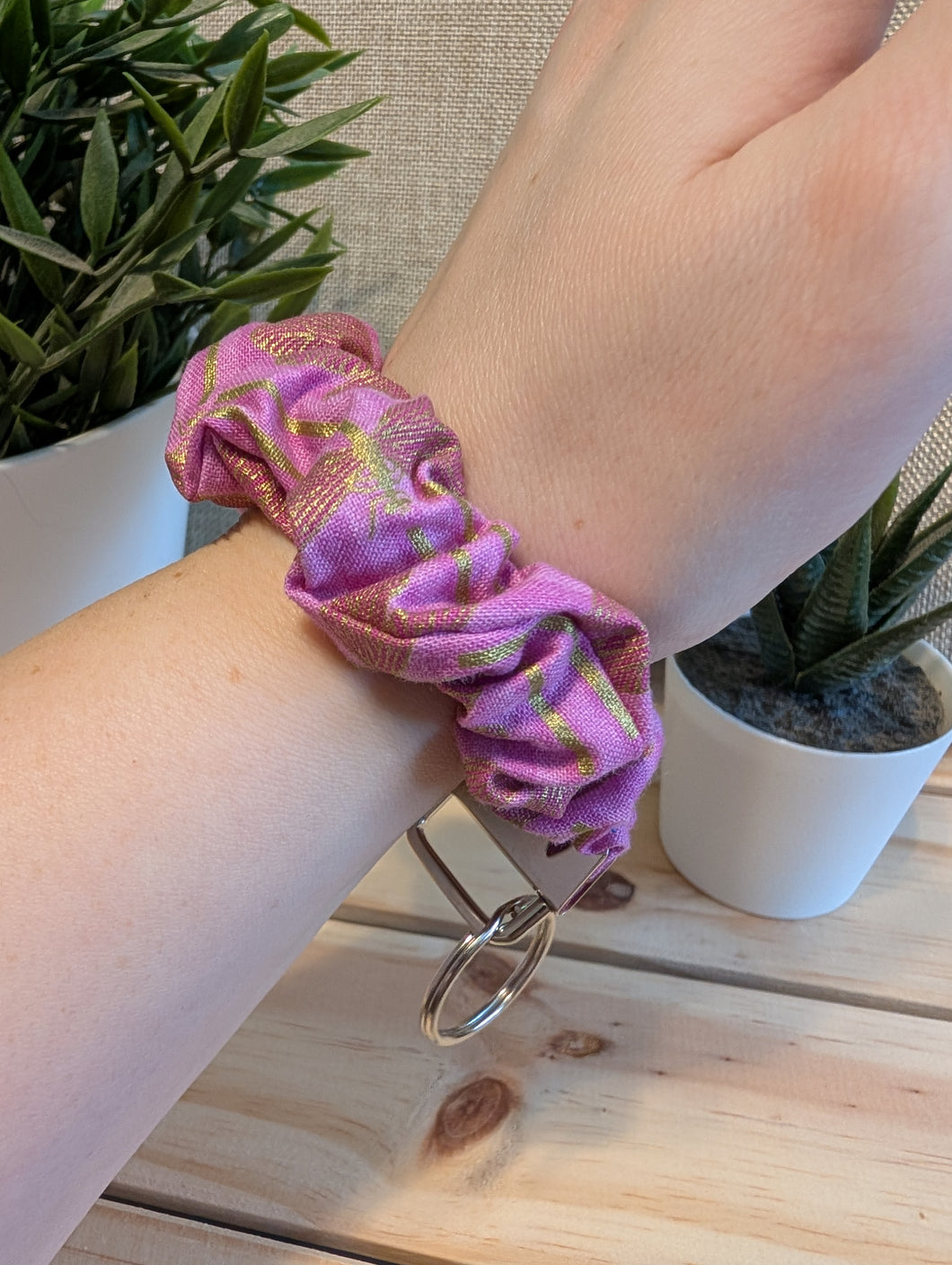 Purple & Gold Key Chain Scrunchie