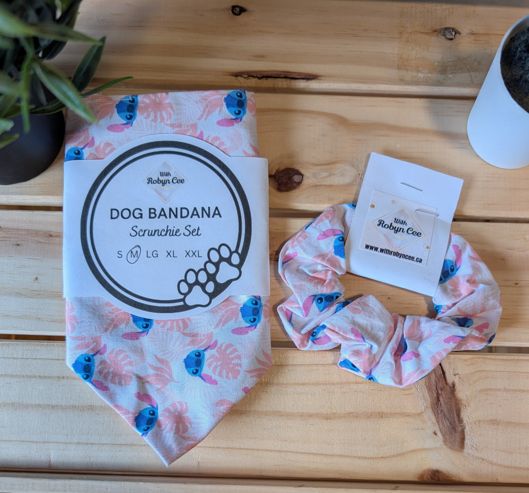 Stitch Tie Up Dog Bandana Set (Medium)