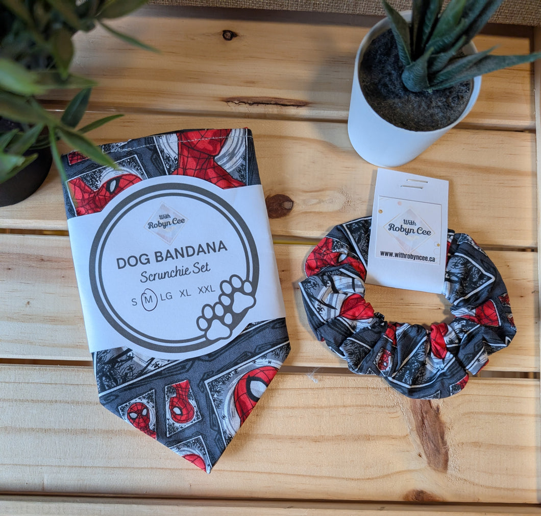 Spiderman Tie Up Dog Bandana Set (Medium)