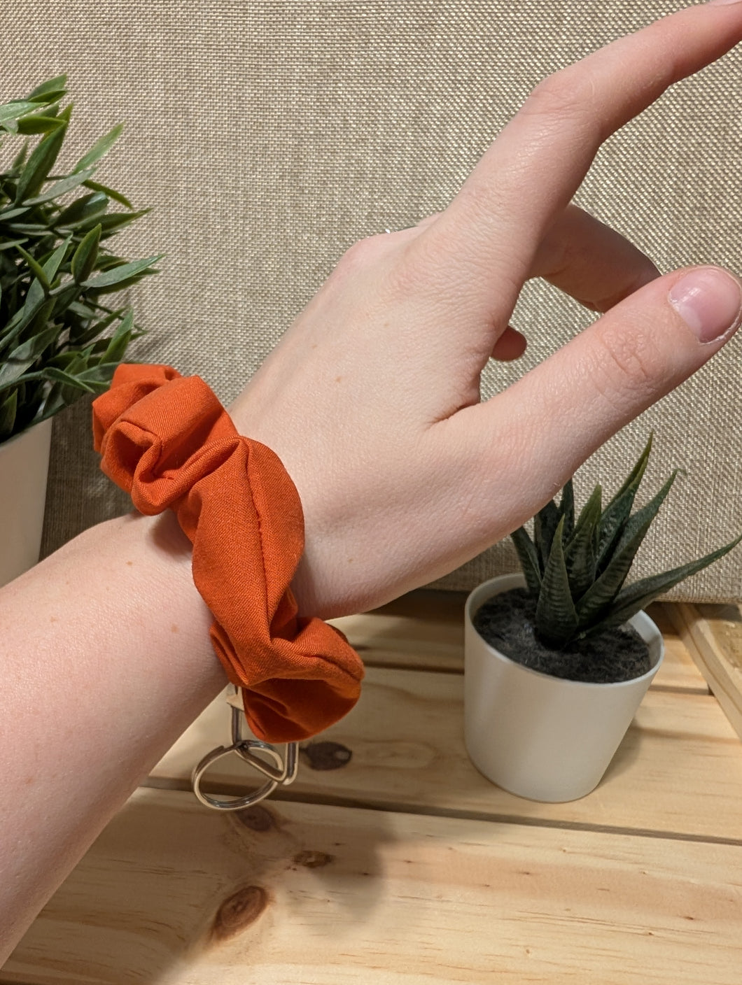 Orange Satin Key Chain Scrunchie