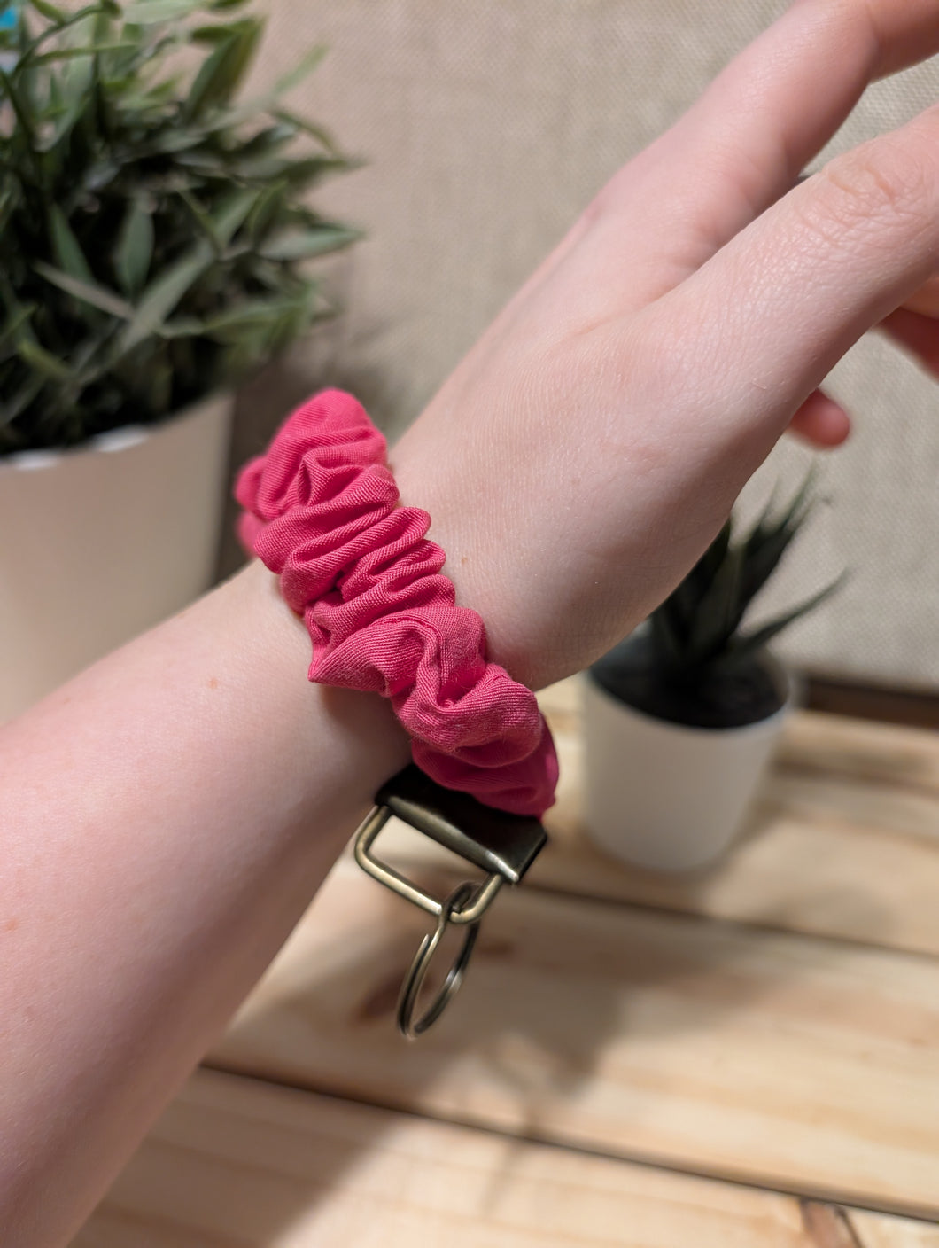 Bright Pink Key Chain Scrunchie