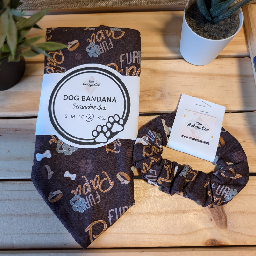 Fur Papa Dog Bandana Set (XL)