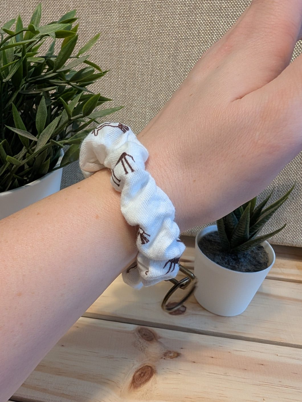 White Giraffe Key Chain Scrunchie