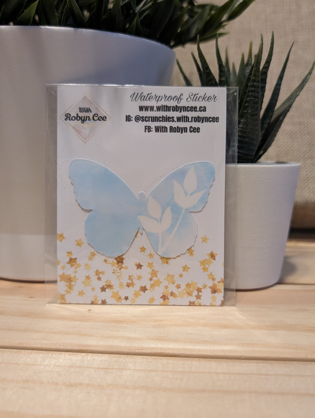 Blue & White Butterfly Sticker