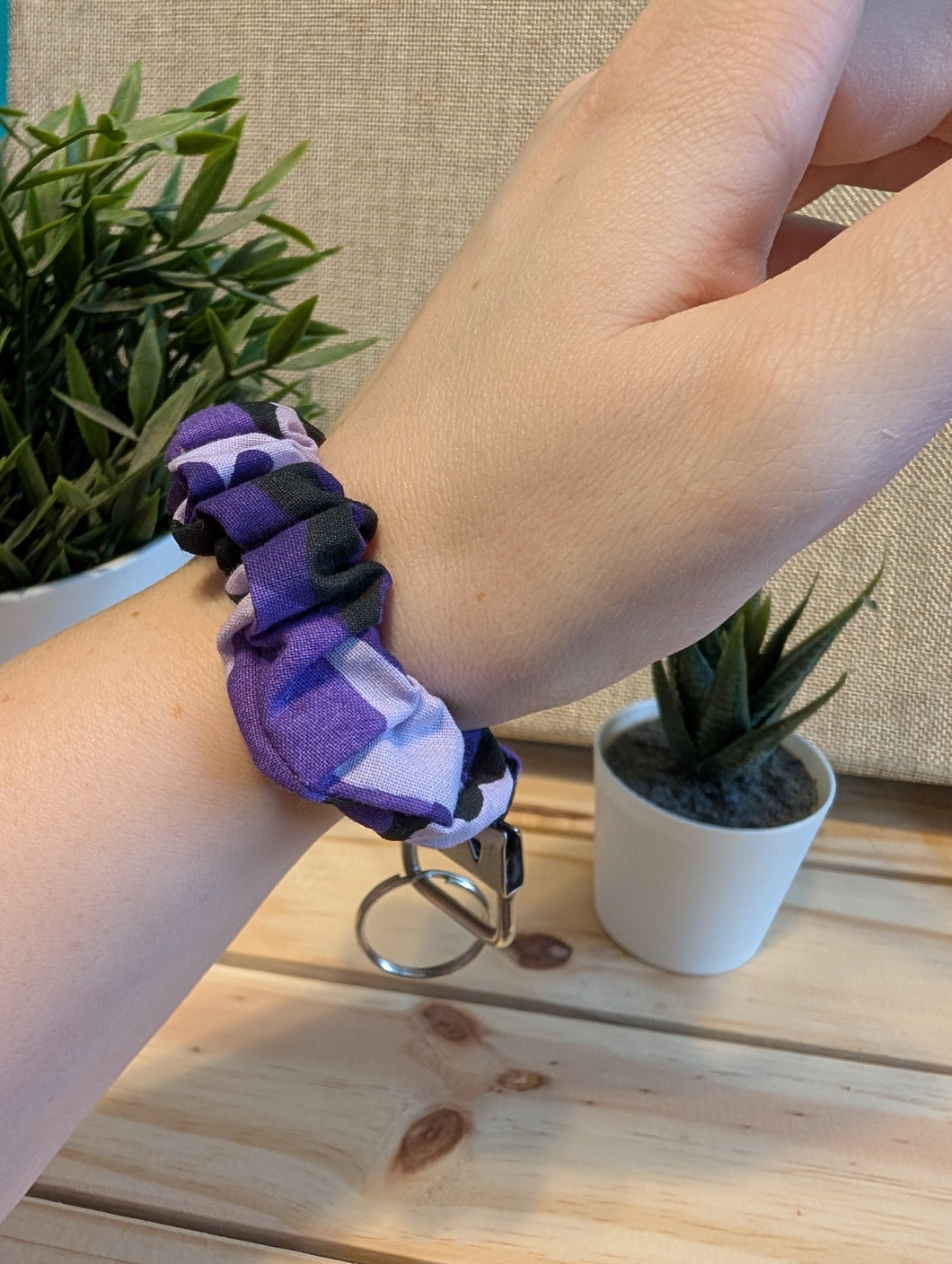 Purple Camo Key Chain Scrunchie