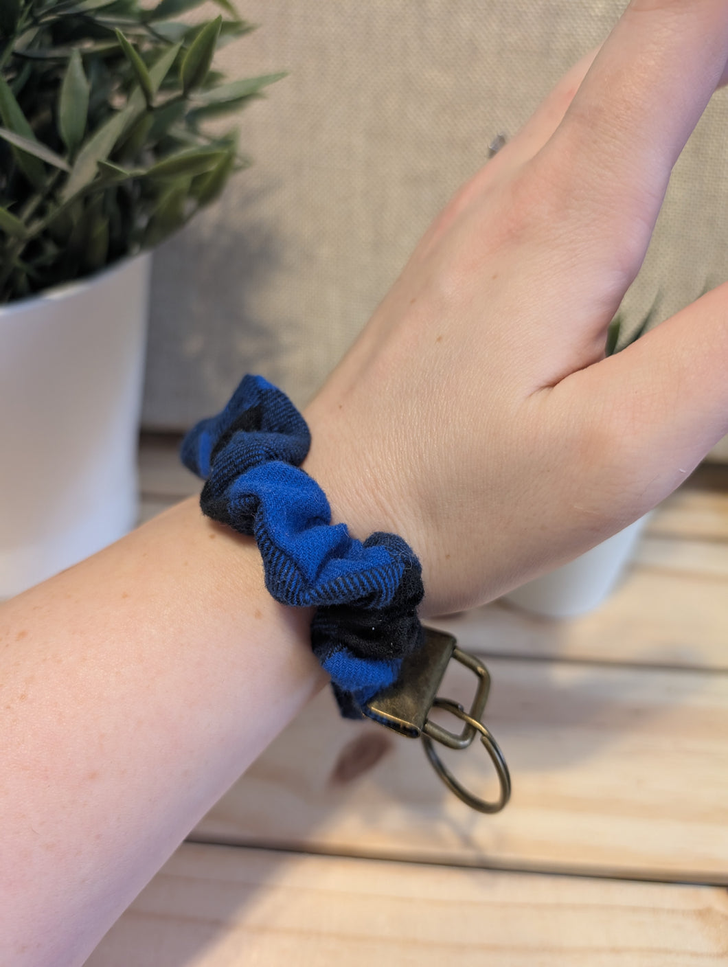 Blue Buffalo Plaid Key Chain Scrunchie