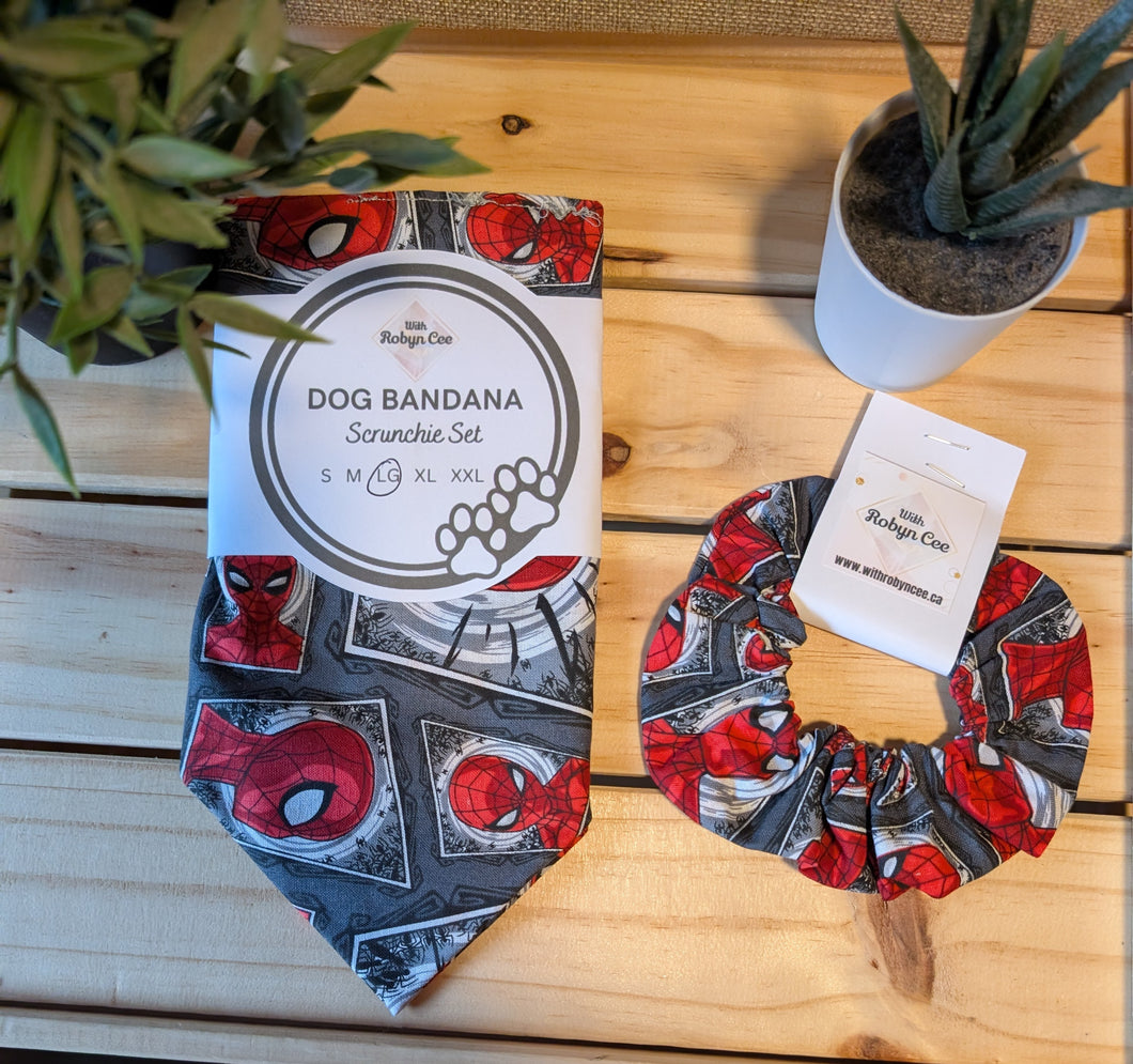 Spiderman Tie Up Dog Bandana Set (Large)