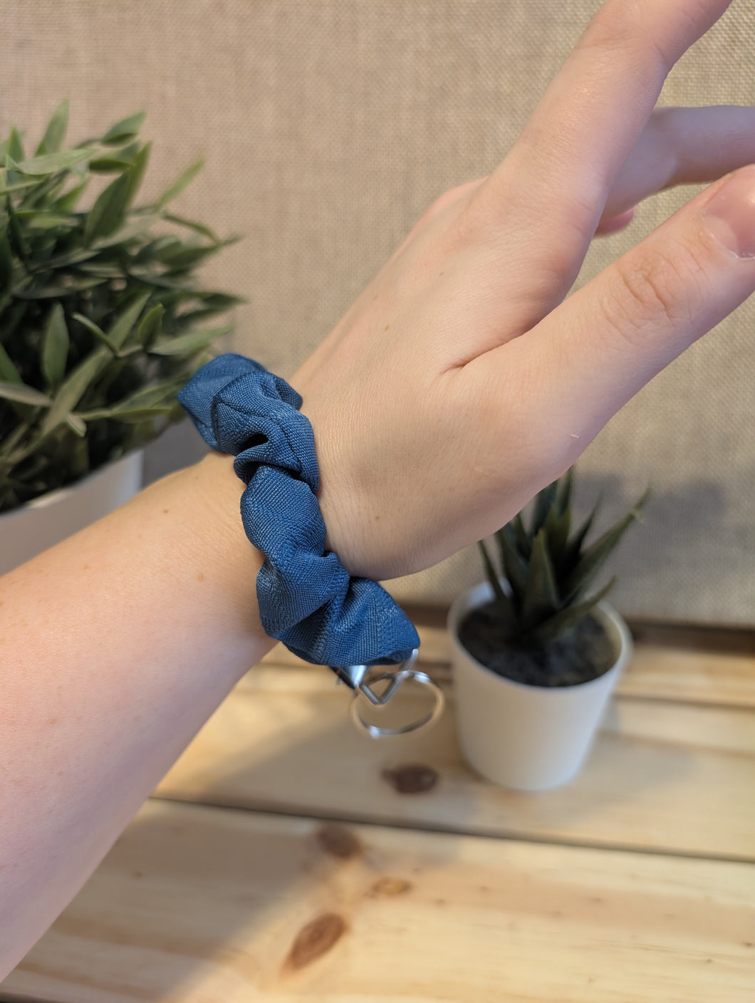 Blue Key Chain Scrunchie