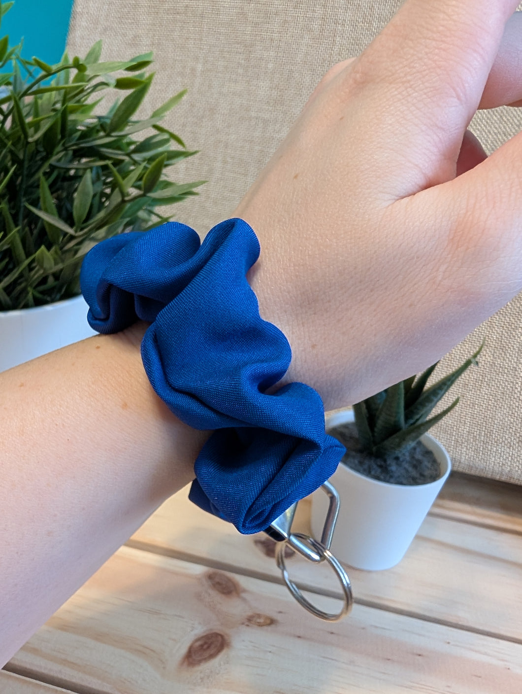 Blue Key Chain Scrunchie