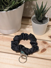 Load image into Gallery viewer, Black Satin Key Chain Scrunchie
