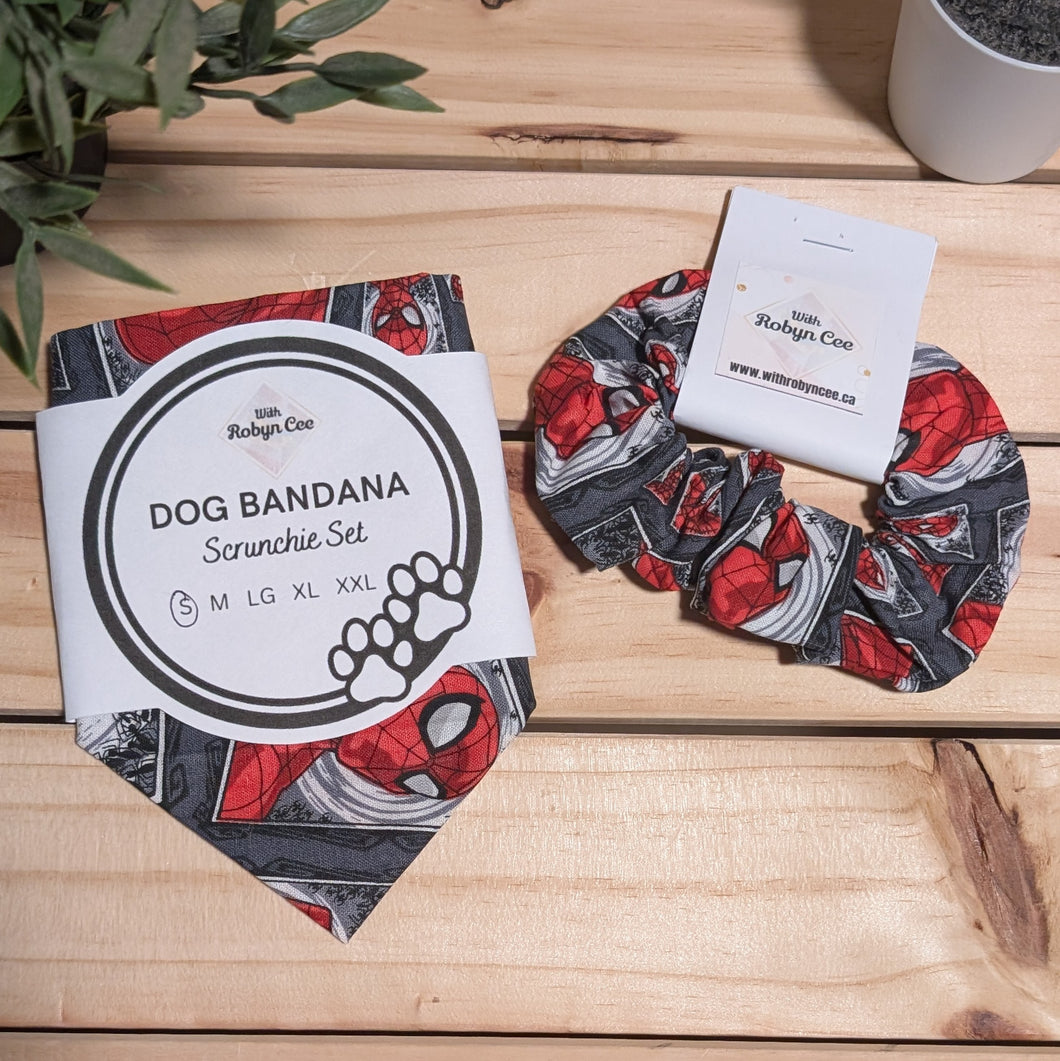 Spiderman Tie Up Dog Bandana Set (Small)